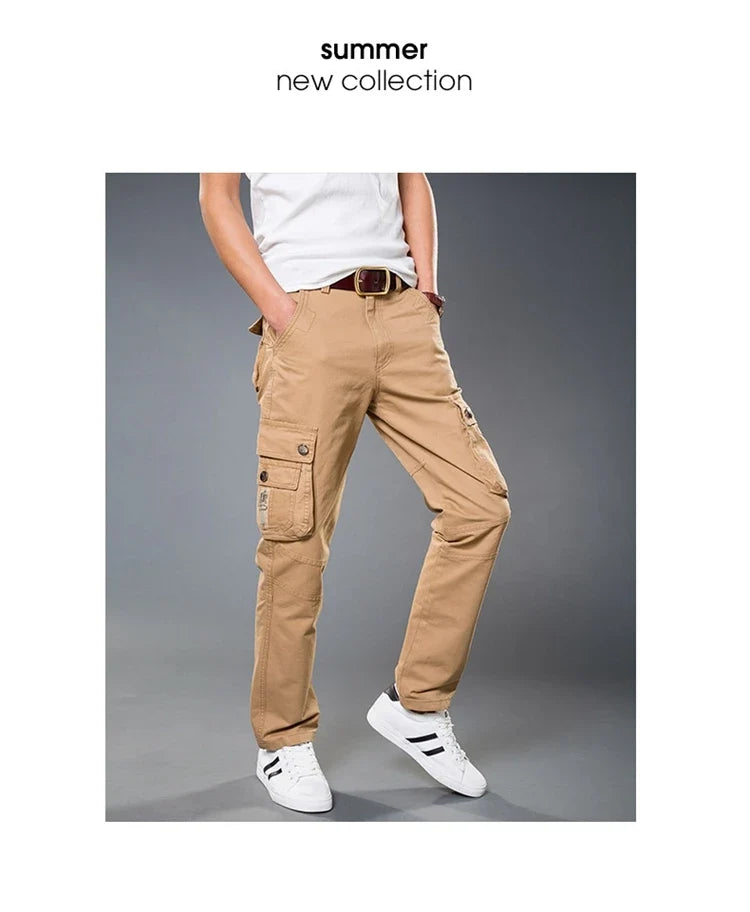 Winter Cargo Pant Men Straight Leg Fit Brushed Trouser Male Cotton Fleece Lined Warm Pocket Work Black Elegant Military Tactical
