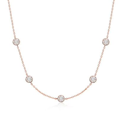 Bubble Each 5mm All Moissnaite Necklaces for Women Luxury Female Neck Chain 100% Sterling Silver S925 Fine Jewelry GRA