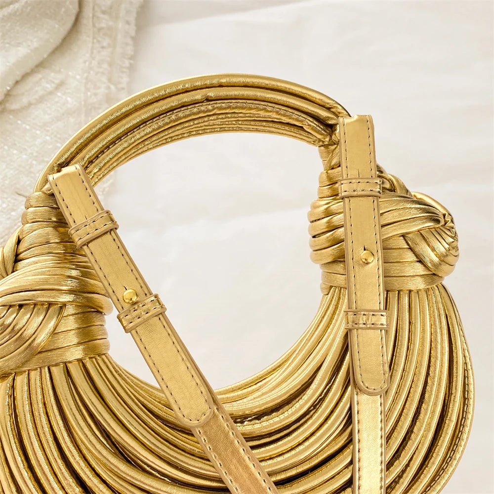 MOODS Luxury Evening Purses For Women Golden Noodle Knot Design Dinner Party Clutch Bag 2023 Luxury Designer Purses And Handbags