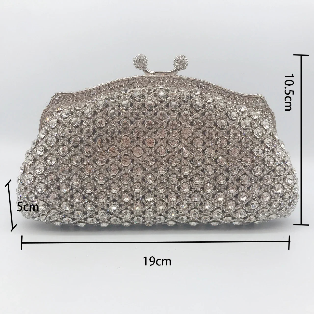 Women Elegant Silver Formal Rhinestone Clutch Purse Banquet Party Wedding Crystal Evening Bag Luxury Diamond Bridal Handbag