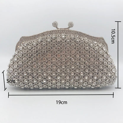 Women Elegant Silver Formal Rhinestone Clutch Purse Banquet Party Wedding Crystal Evening Bag Luxury Diamond Bridal Handbag