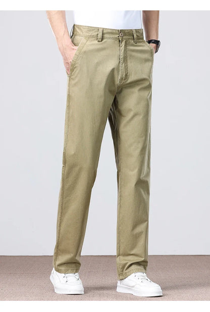 100% Cotton Straight Casual Pants Men's New Cargo Pocket Fashion Brand Comfortable High Quality Business Male Pants
