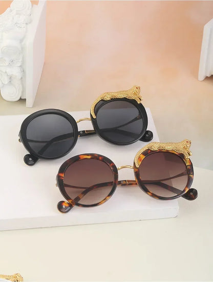 2025 Steampunk Metal Leopard Sunglasses Women Men Personalized Round Frame Sun Glasses Ladies Sunshade UV400 Gafas De Sol