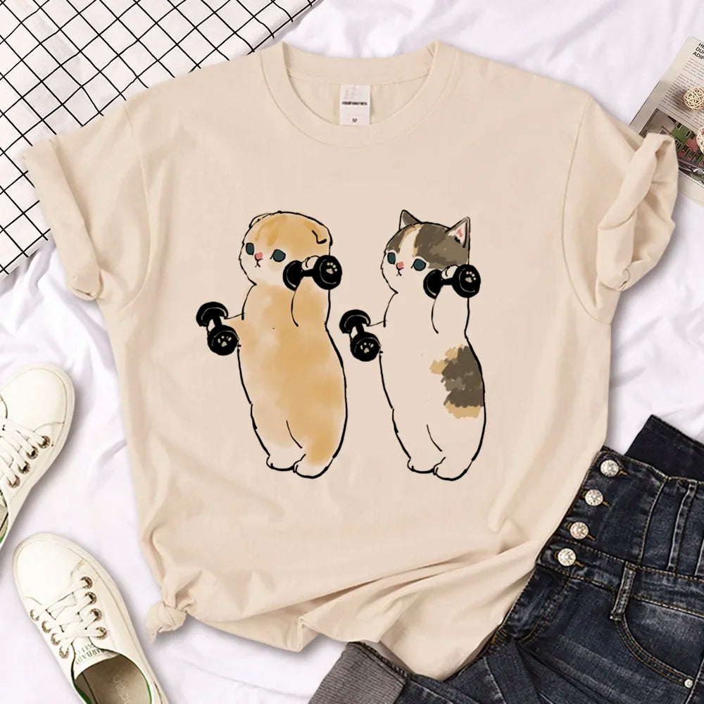 Cat top women streetwear summer anime t shirt girl y2k Japanese clothes