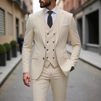 Four Seasons Wedding Groom Suit Big Size Business Formal Slim Fit Korean Style Three Piece Set Mens Tuxedo