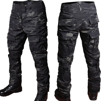 Tactical Military Camo Pants Men Multi Pockets Cargo Trousers with Protective Knee Pads for Hunting Airsoft Wargame