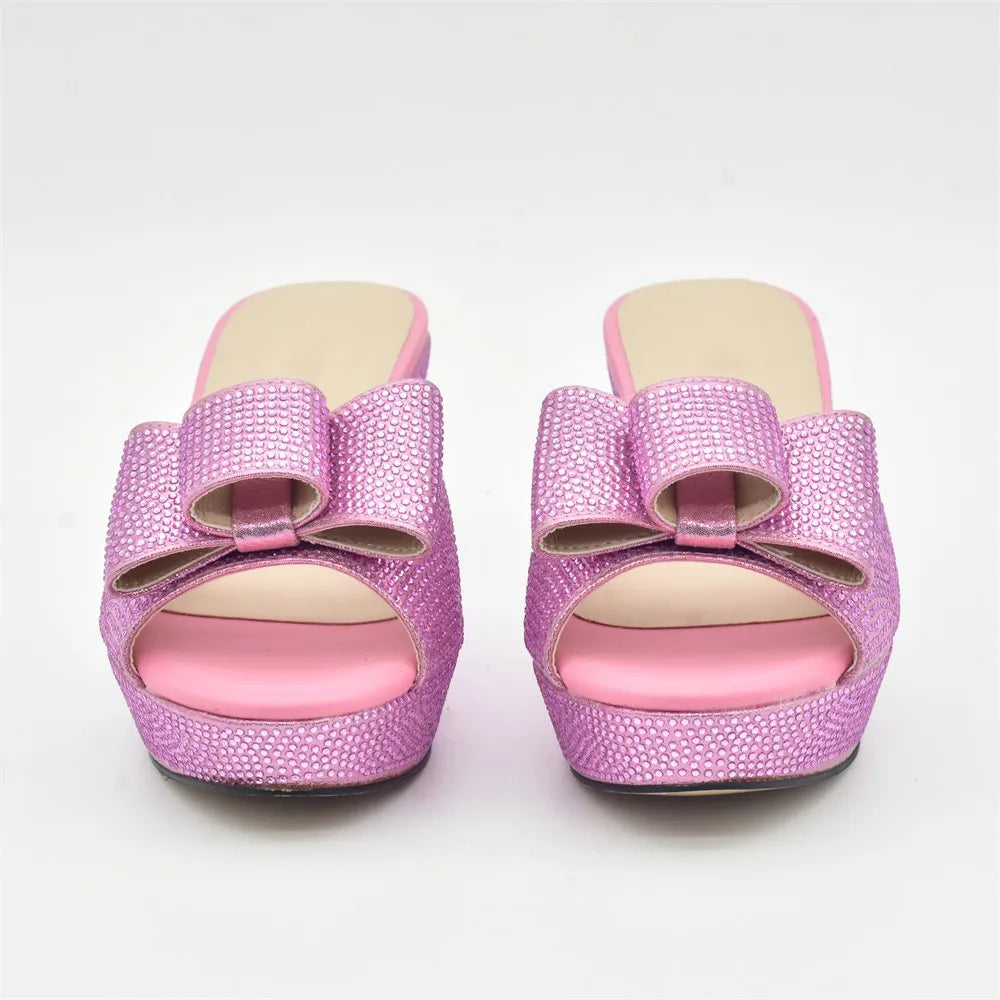 Latest Design Women Shoes and Bag Set Decorated with Rhinestone Wedding Shoes Bride Ladies Shoes Heels Party Women Pumps