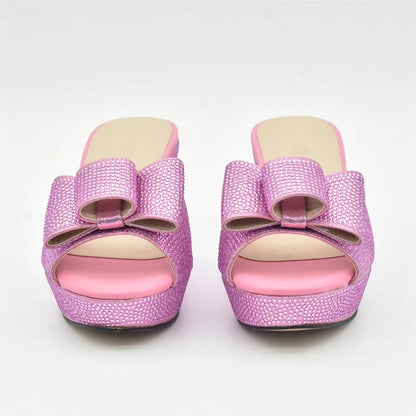 Latest Design Women Shoes and Bag Set Decorated with Rhinestone Wedding Shoes Bride Ladies Shoes Heels Party Women Pumps