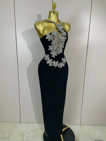Sexy Backless Sparkly Crystal Diamonds White Bodycon Bandage Dress Women Celebrity Elegant Evening Club Party Birthday Dresses