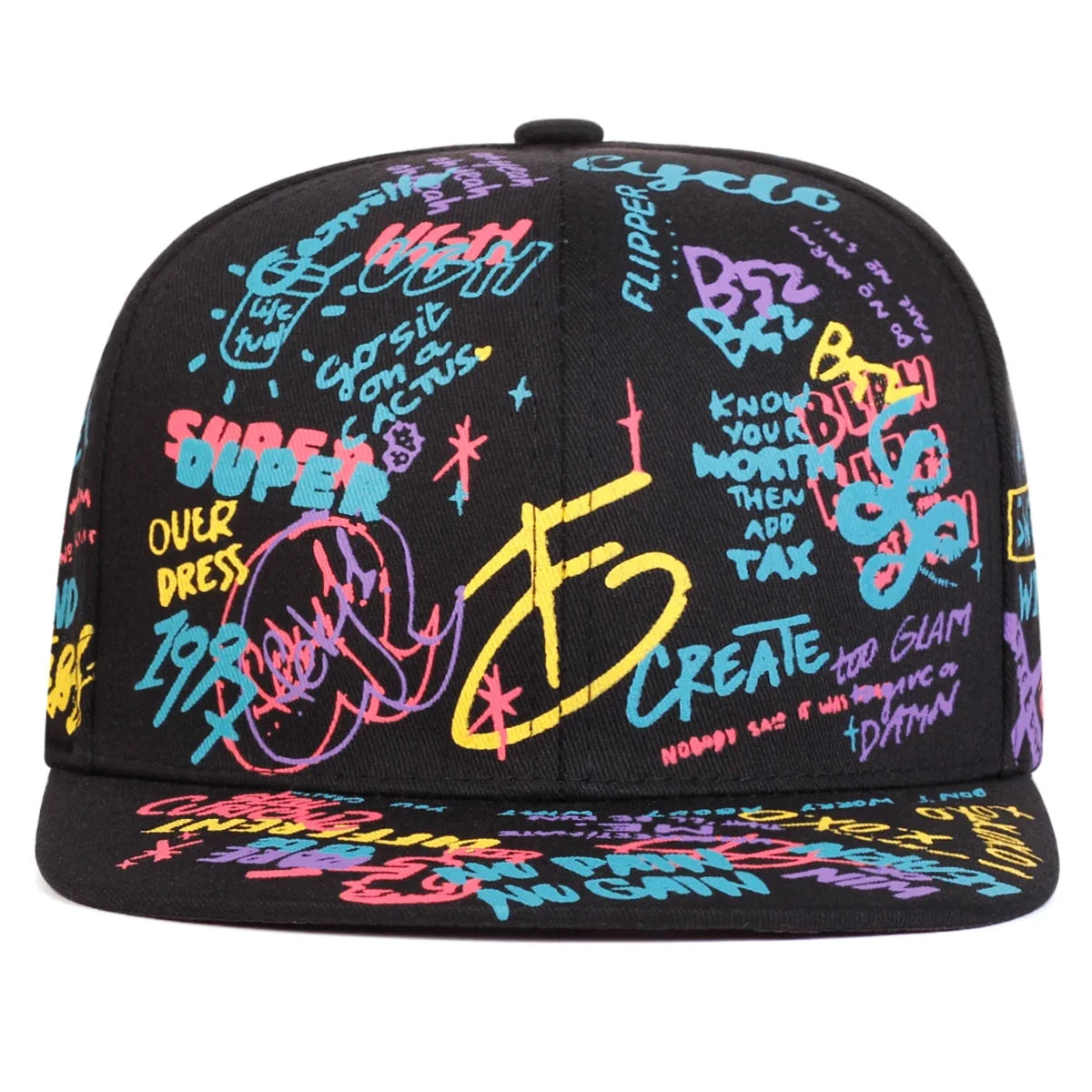 Unisex Colorful Letter Graffiti Printing Hip-hop Hats Spring Autumn Outdoor Adjustable Casual Baseball Caps Sunscreen Hat