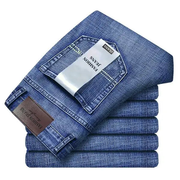 Models Spring Autumn Business Jeans Men Casual Straight Stretch Fashion Classic Work Denim Trousers Brand Clothing