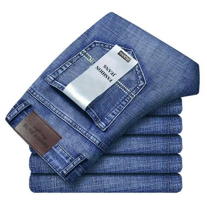 Models Spring Autumn Business Jeans Men Casual Straight Stretch Fashion Classic Work Denim Trousers Brand Clothing