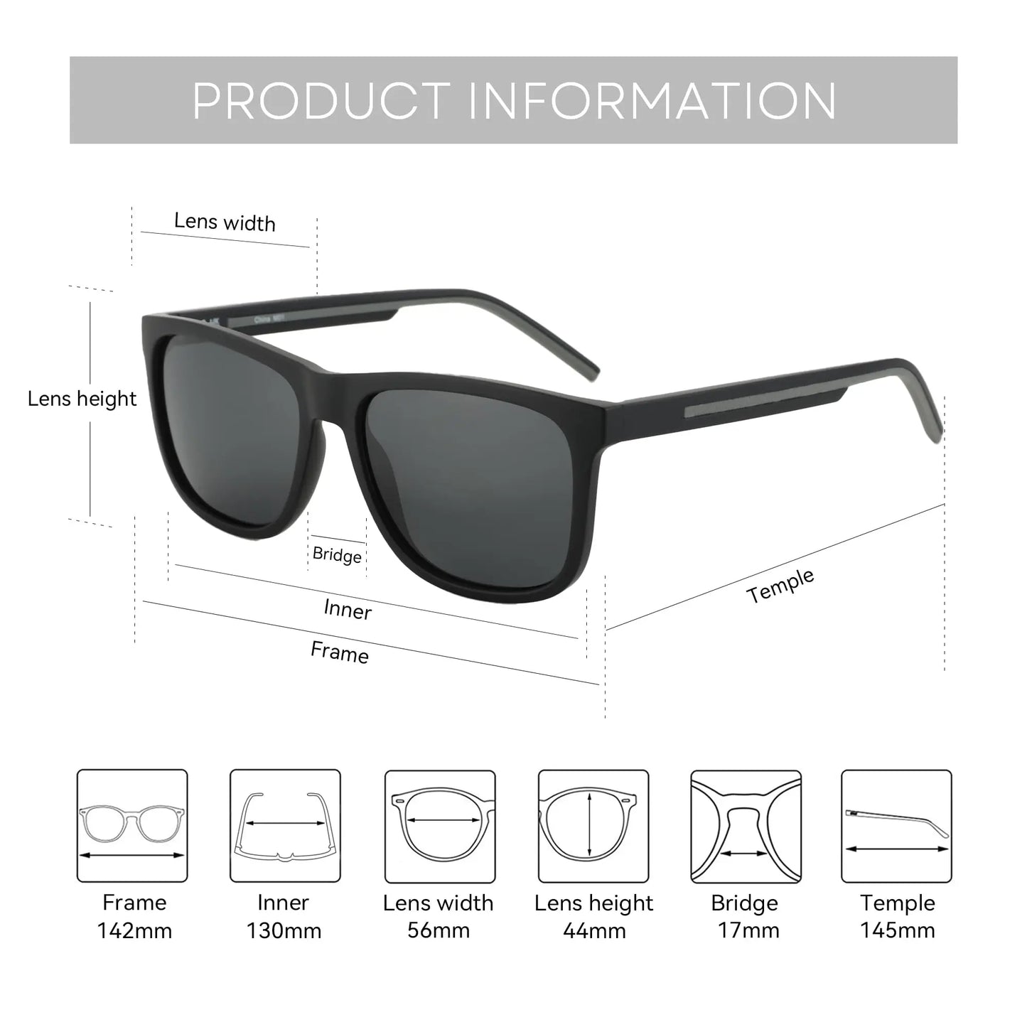 Men's Polarized Sunglasses - Lightweight TR90 Frame Square Mens Sunglasses UV400 Protection