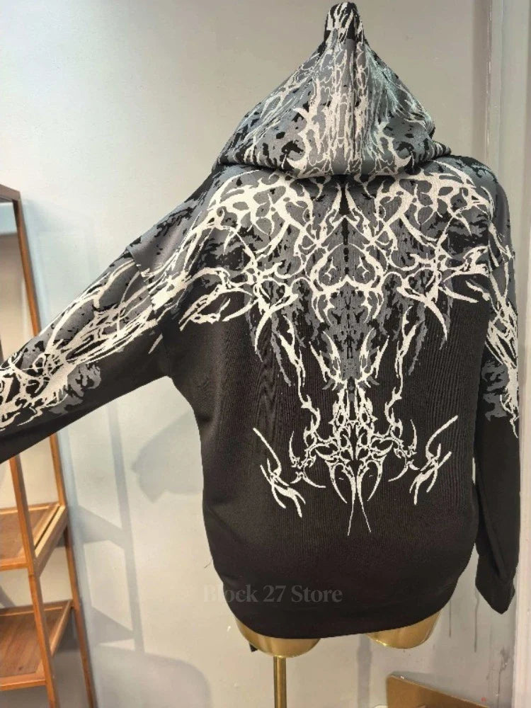 Mens Hoodie Harajuku Y2K Streetwear Lightning Graphic Print Zip Up Hooded Sweatshirt Gothic Punk Loose Fit Glow Unisex Fashion