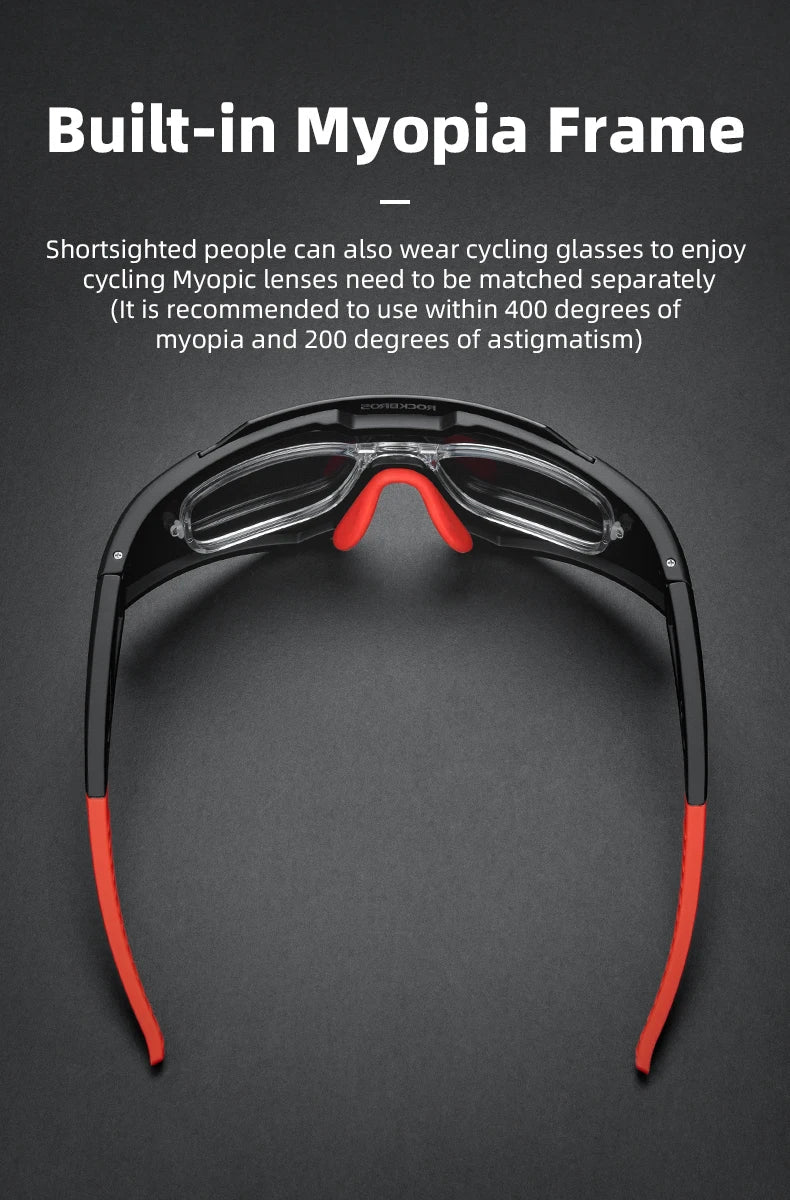 Photochromic Cycling Glasses Polarized Adjustable Nose Support Myopia Frame Sports Sunglasses Men Women Eyewear Goggle