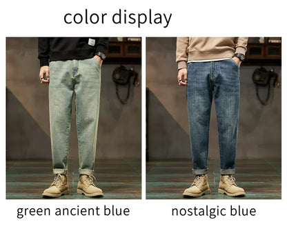 2025 Autumn and Winter New Loose and Versatile Harem Pants Retro Simple Fashion Solid Color Comfortable Versatile Jeans for Men