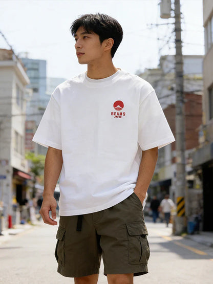 Japan Style Harajuku Fashion Cotton O-Neck Tops Mount Fuji letter Embroidery Pattern Tees Summer Men Women Short Sleeve T-shirt