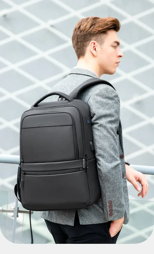 Multi Layers Men's Backpack Fits 15.6inch Laptop Water Repellent Backpacks for Students