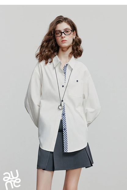 Women Striped shirt, spring 2025 new cavalry diagonal collar spliced pure cotton shirt