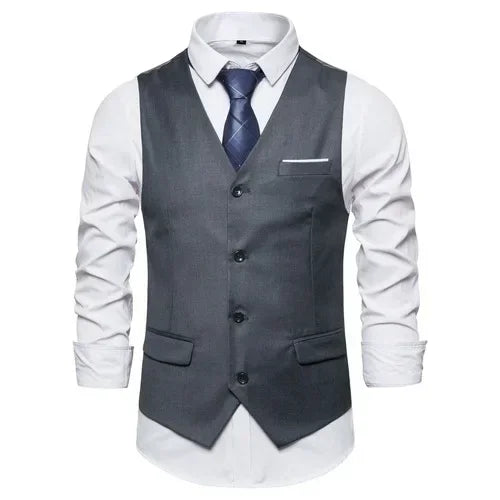 Blue Suit Vest, Men's Business Sleeveless Vests Jacket, Asian size S-6XL, Wedding Party Waistcoat, Red Purple Black Gray