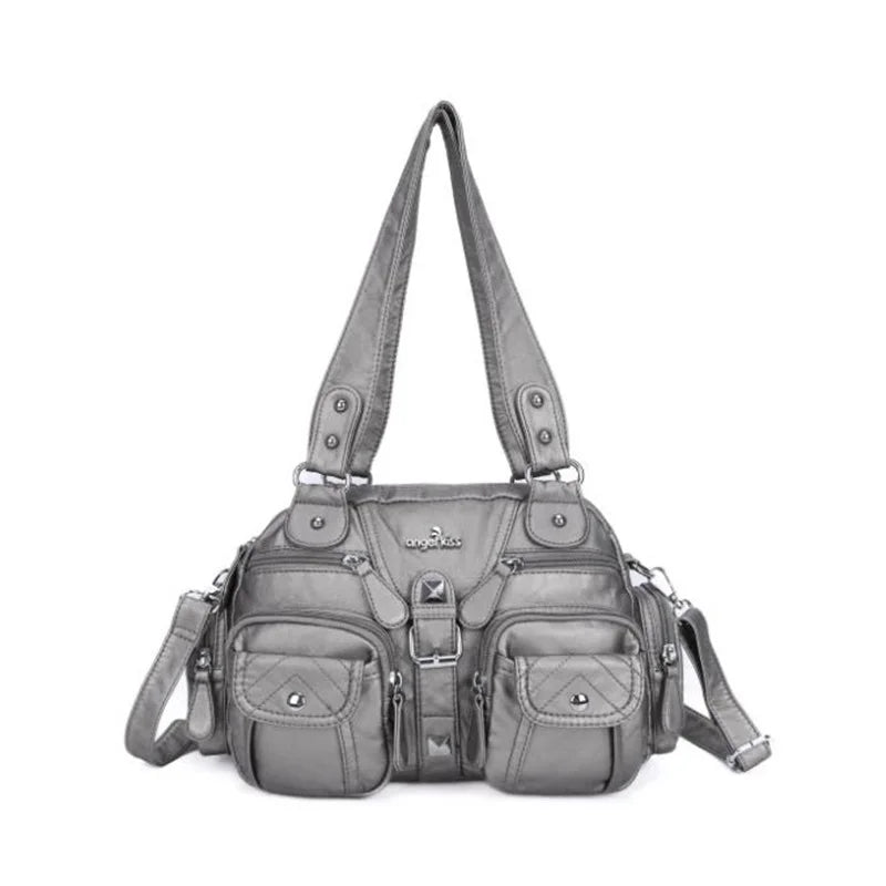 Bag Women Small Handbags Satchel Top-handle Handbag PU Shoulder Bag 8”x11” Dumpling Pack Multi-pockets Shoulder Bag