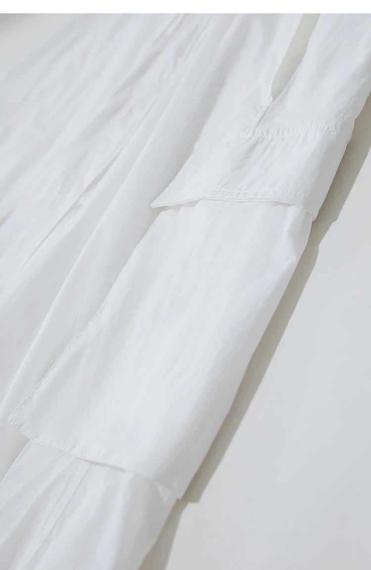 Vacation Long Skirt 2025 Summer Women Loose Sun Protection Office Lady Solid Pockets Elastic Waist Cord Slit Skirt 12542106