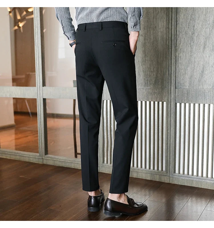 Plus size 40 38 Men Business Solid Suit Pant 2026 Spring Formal Slim Fit Wedding Trouser Mens Brand Fashion Casual Dress Pants