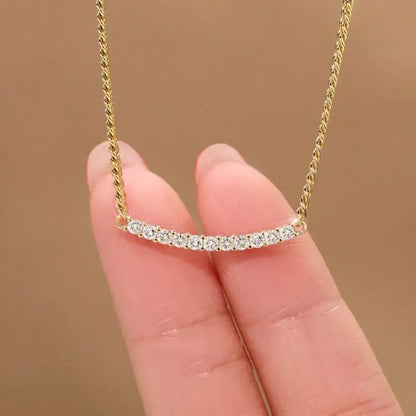 GRA Certified Full Moissanite Smile Pendant Necklace for Women 925 Sterling Silver Clavicle Chain Jewelry Gift Collares