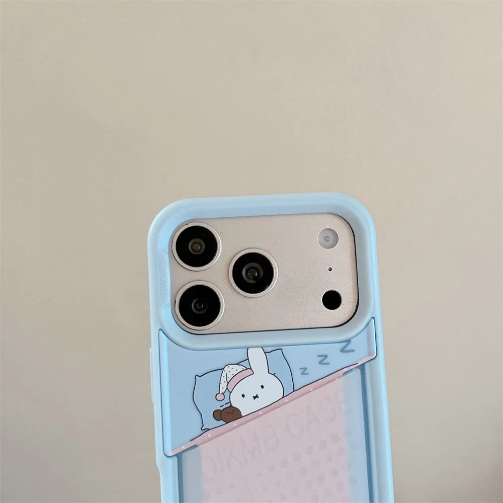 Fashion Cute Miffy Rabbit Kawaii Phone Case for iPhone 16 Pro Max 15 16 17 15 Pro 17 Pro Cover With Card Holder Charm Cases Capa