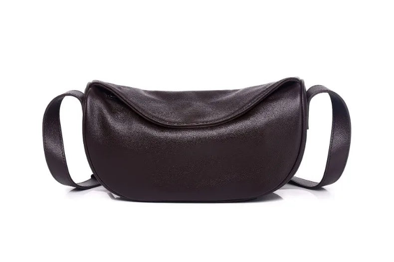 High Quality Genuine Leather Crossbody Luxury Handbag for Women, Large Capacity Shoulder Bag, Cowhide Retro Fashion Saddle Bag