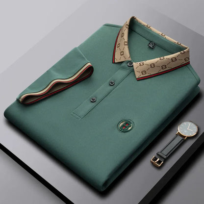 2025 New Summer Men's Business Leisure High end Fashion Boutique Embroidery Original Design Top Short sleeved Polo Shirt