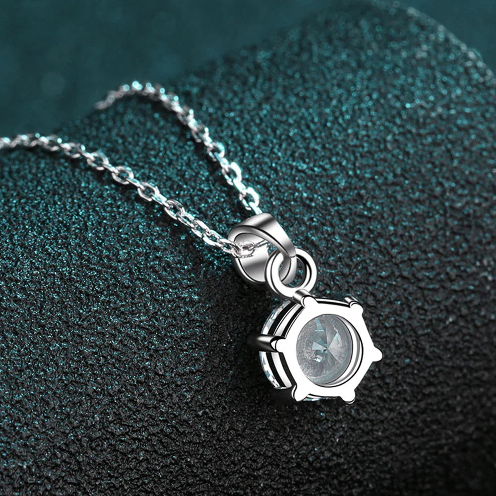 1ct 2ct Moissanite Necklace for Women Wedding Jewelry with GRA 925 Sterling Sliver Plated White Gold Diamond Necklace