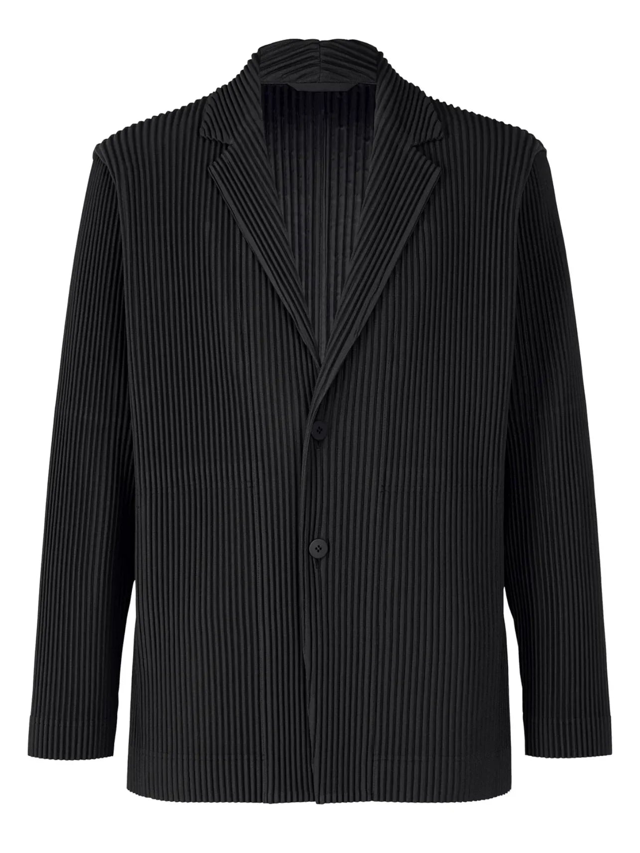 Miyake Pleated Men New Office Black Blazer Luxury High Fashion Suits Partially Lined Autumn Winter Coat
