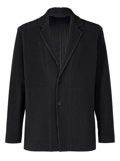 Miyake Pleated Men New Office Black Blazer Luxury High Fashion Suits Partially Lined Autumn Winter Coat