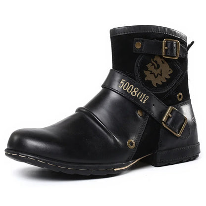 New Round Toe European and American Retro Men's Leather Boots Men's Shoes Men's Boots Plus Size 2023