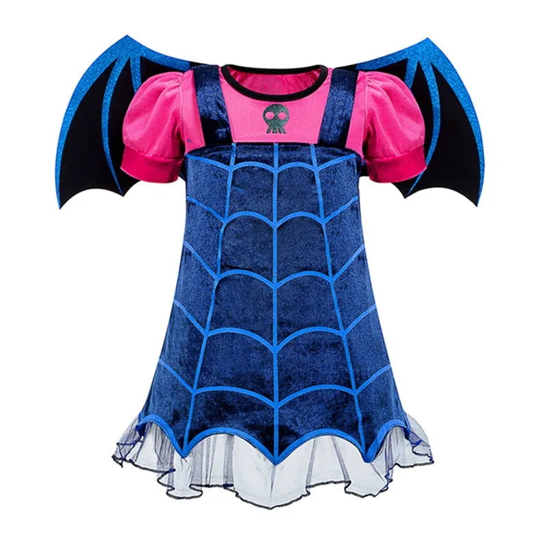 Halloween Costume for Kids Girls Purple Bat Dress Halloween Fantasy Vampire Costume Witch Cosplay Clothes Carnival Party Gifts