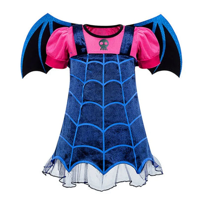 Halloween Costume for Kids Girls Purple Bat Dress Halloween Fantasy Vampire Costume Witch Cosplay Clothes Carnival Party Gifts