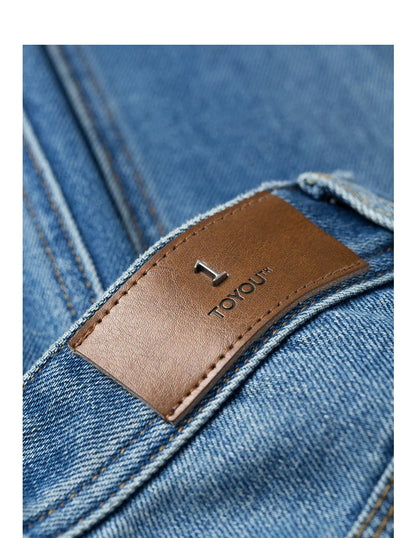 Women Denim Jeans 2025 Spring New Acetate Wide Leg Mid Low Waist Slim Fit Straight Wide Leg Pants
