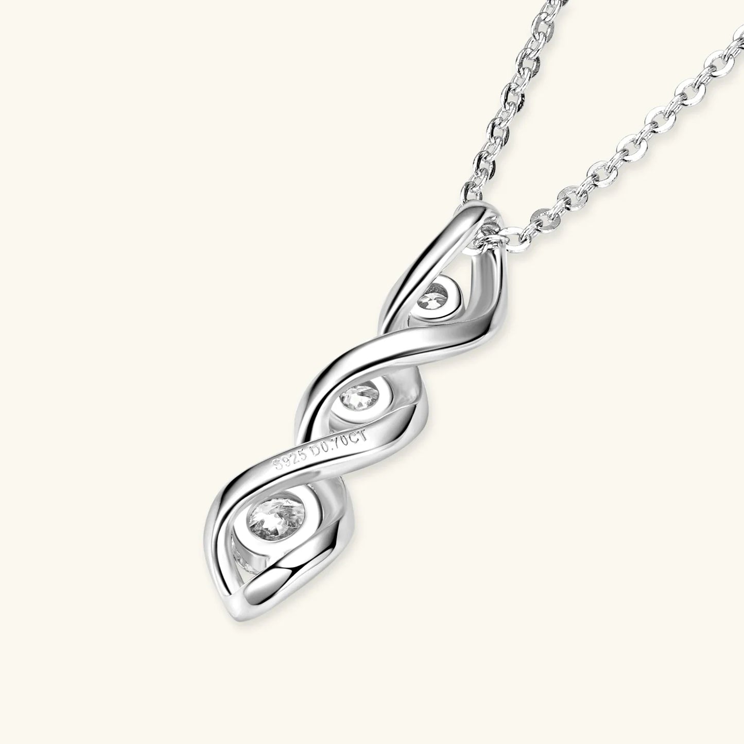 Moissanite Diamond Necklace Gift for Women 925 Sterling Silver 18K White/Yellow Gold Plated Twisted Pendant Chain