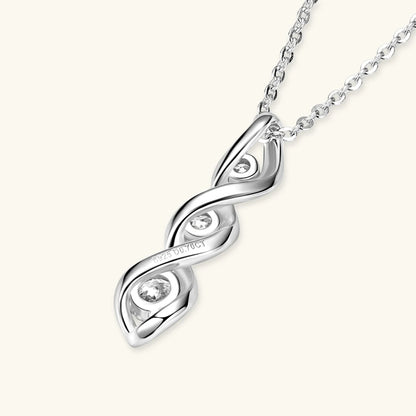 Moissanite Diamond Necklace Gift for Women 925 Sterling Silver 18K White/Yellow Gold Plated Twisted Pendant Chain