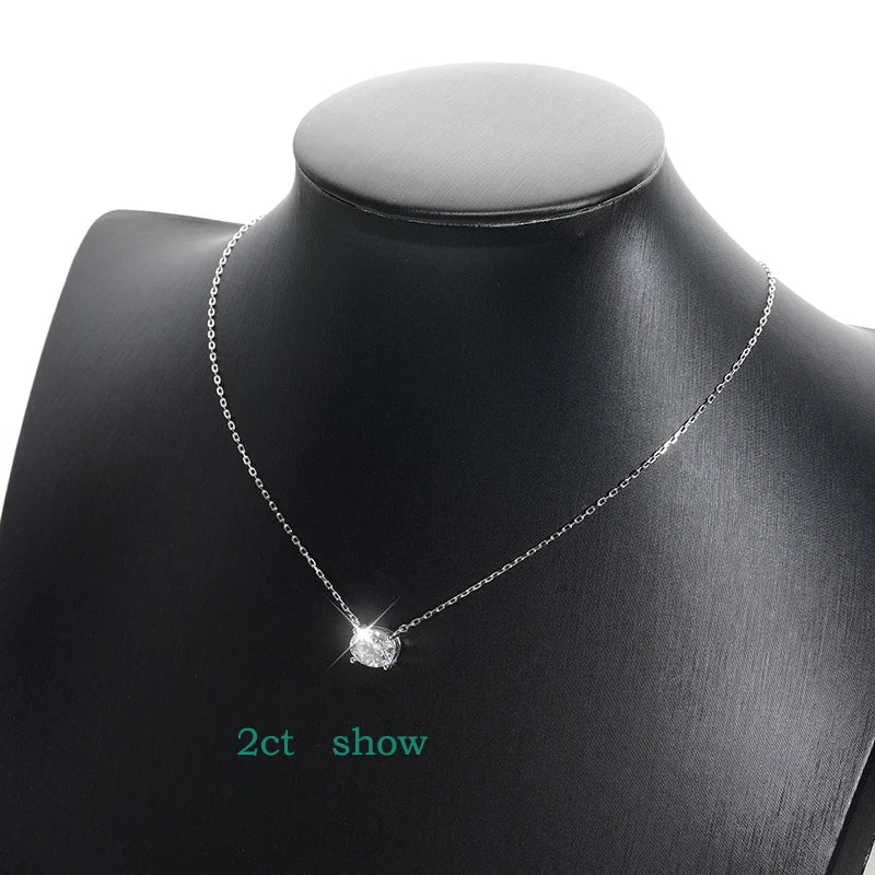 14K Plated 1-3CT Moissanite Necklaces Pendant Women Girls Birthday Gift Chain Lab Diamond Jewelry 925 Sterling Silver GRA