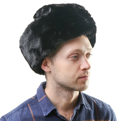 Soviet Badge Ushanka Men Winter Bomber Hats CCCP Pilot Faux Rabbit Fur Earflap Army Trapper Trooper Hat Russia Snow Cap