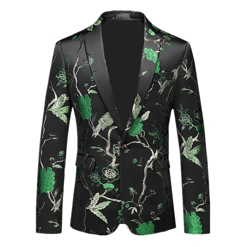2026 New Men's Pink Embroidered Suit Jacket, Wedding Party Dress Coat, Fashionable Slim Male Blazers, Asian Size M-5XL 6XL