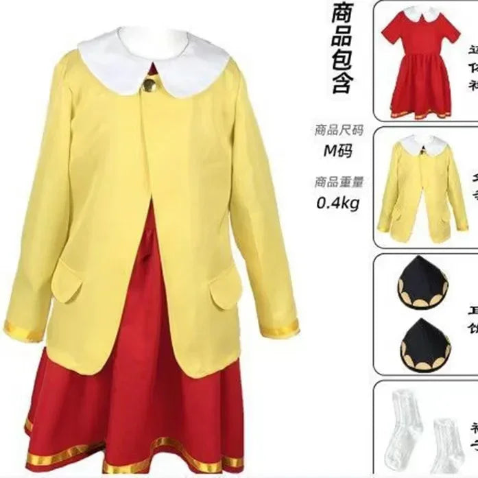 New 3 Piece Anime Spy X Family Anya Faker Costume Cosplay Woman Dress Black Uniform Set Full Halloween Carnival Party Dresses