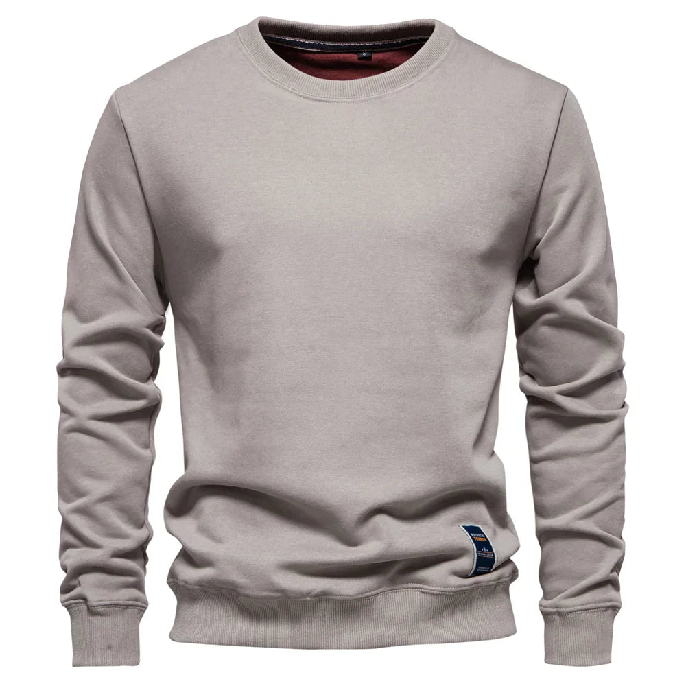 Cotton-blend Mens Crew Neck Solid Color Sweatshirts Pullover Casual Sport Sweatshirt for Men