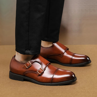 Luxury Brand New Men Casual Shoes Leather Men Fashion Double Buckle Loafers Mens Slip-on Board Oxford Shoes Spring Elegant Flats