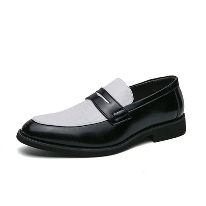 Fashion Color Mixed Mens Party Loafers Black White Business Leather Shoes Luxury Goods Summer New Coffee White Slip-On Shoes