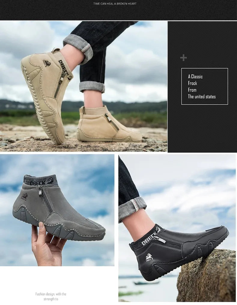 DBECK Men Sneakers Casual Shoes Male High Top Sneakers Winter Warm Designer Fashion Loafers Lace Up Shoes Men Ankle Boots