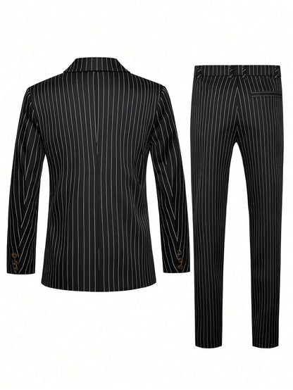 High-quality European and American Men's Clothing, Formal Suits with Stripes, Trousers for Business, Formal Dinners, Weddings