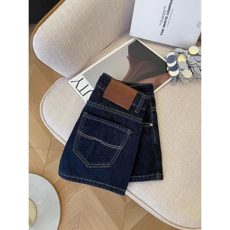 Dark Wash Denim Shorts Women's Petite Size Loose Wide Leg 2026 Summer New Casual Versatile Slim Fit Jean Shorts